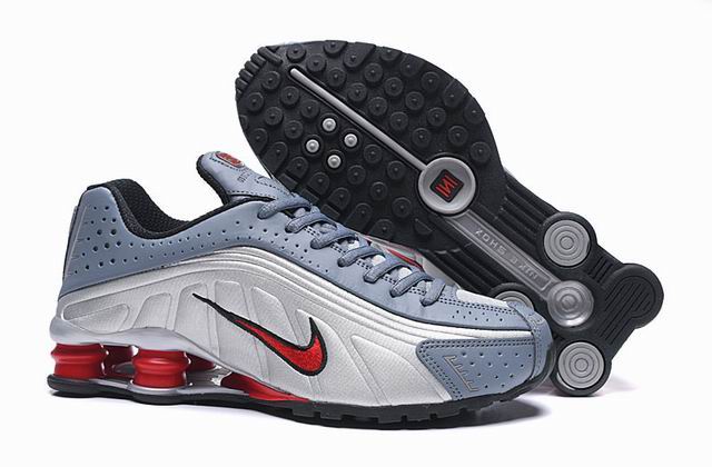 Nike Shox R4 Silver Blue Red Men's Running Shoes-18 - Click Image to Close